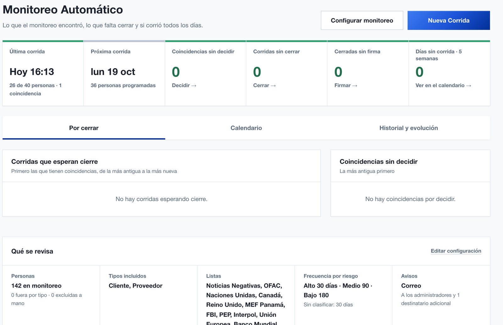Monitoreo automático de la cartera en QuickCheck: frecuencia por riesgo y listas que se vuelven a revisar